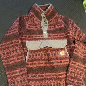 Carhartt Maroon and Gray Fleece Jacket